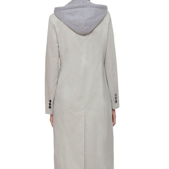 NWT Avec Les Filles Sage Green Hooded Double Breasted Trench Coat Size Medium - Picture 3 of 14